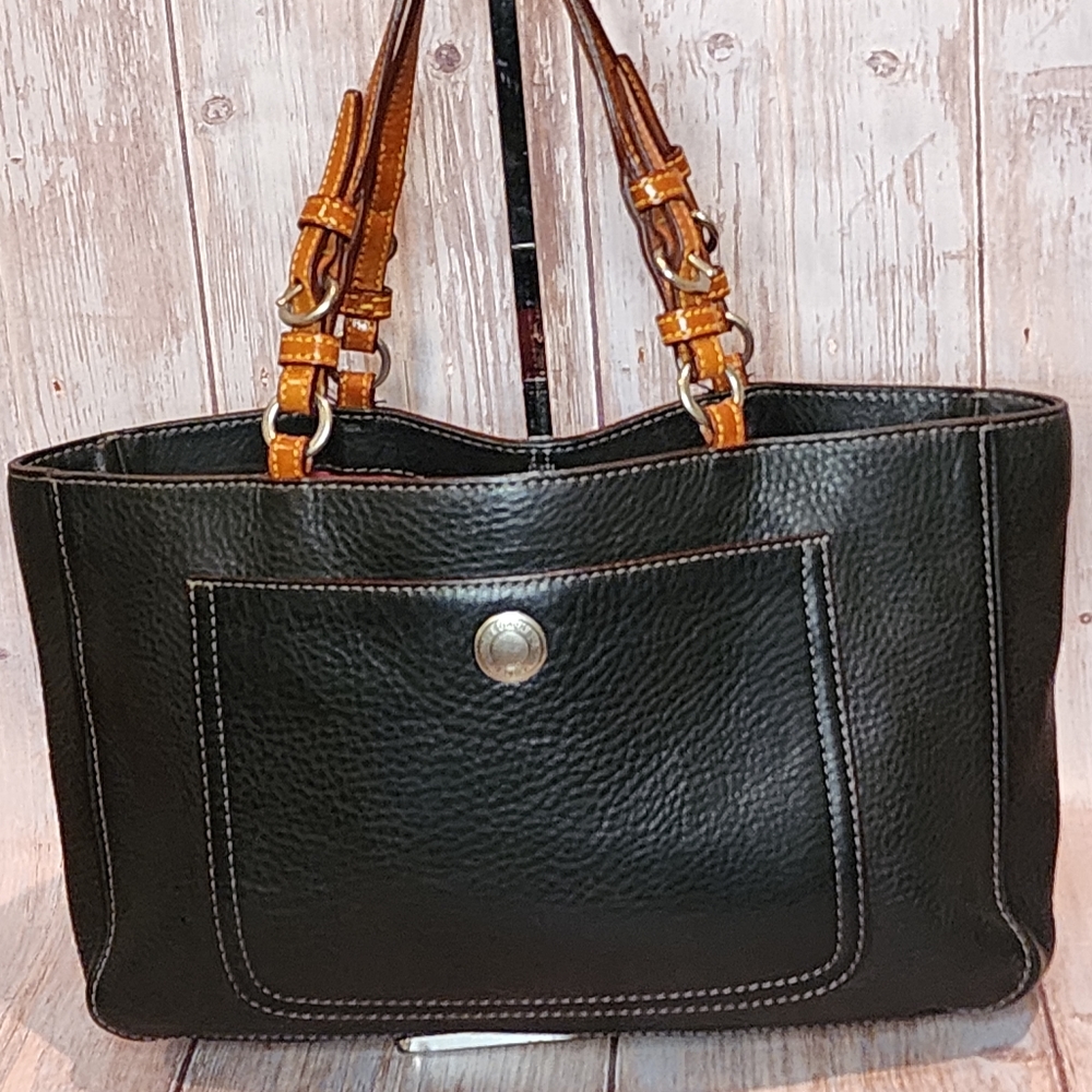 Coach Black Pebble Leather Bag Tote Purse